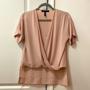 BCBG Maxazria short sleeve, drape front top